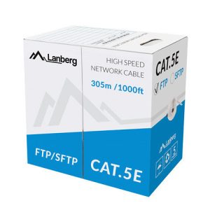 Bobina cat.5e lanberg ftp rj45 solido cobre fluke tested awg24 305m gris