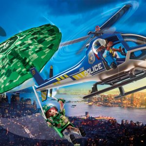 Playmobil ciudad helicoptero de policia persecucion en paracaidas