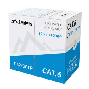 Bobina cat.6 lanberg ftp 305m solid cu cpr + fluke passed gris