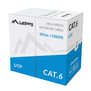 Bobina cat.6 lanberg utp 305m solid cu cpr + fluke passed gris