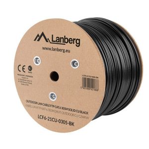 Bobina para exterior lanberg cat.6 ftp rj45 solido cobre fluke tested awg23 305m negro