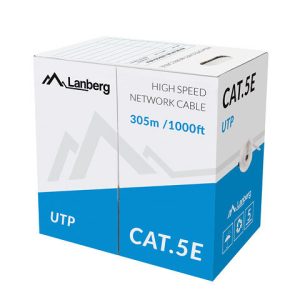 Bobina cat.5e lanberg utp 305m rj45 solid cobre fluke tested awg24 cpr gris