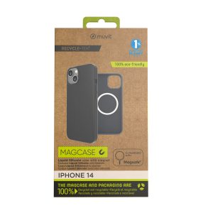 Funda muvit recycletek liquid silicone magsafe para apple iphone 14 negra