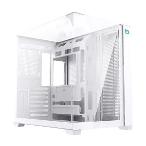 Caja ordenador gaming hiditec atx sky cristal templado blanco