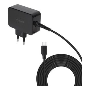 Cargador de pared tooq tqlc - usbcgan45pd 45w gan usb tipo c negro