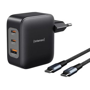 Cargador de pared intenso gan w100acc 20w 2x usb tipo c + 1x usb tipo a + cable usb tipo c