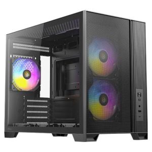 Caja ordenador gaming antec flux m matx cristal templado negra