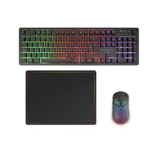 Teclado + raton mars gaming mcpwxes inalambrico negro + alfombrilla
