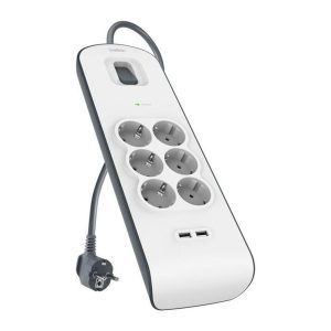 Regleta alimentacion belkin bsv604vf2m - v2 proteccin contra sobret 6 tomas + 2 usb -  a 2.4 boton