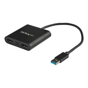 Adaptador usb 3.0 a 2x hdmi staretch 25cm -  macho - hembra -  negro