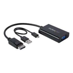 Adaptador displayport a vga startech 0.184m -  macho - hembra -  negro + cable micro usb tipo b a usb tipo a