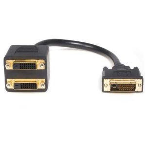 Splitter dvi - d startech 0.3m -  macho - hembra -  negro