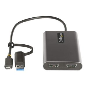 Adaptador usb tipo c - usb tipo a a 2x hdmi startech 0.3m -  macho - hembra -  gris
