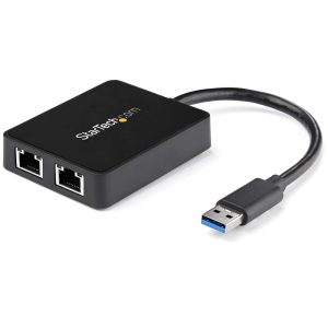 Adaptador usb tipo a a 2x rj45 startech macho - hembra -  negro