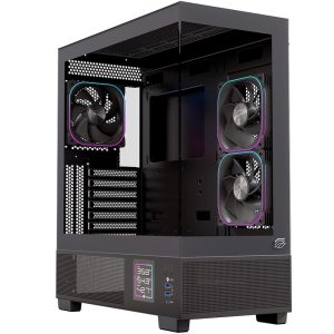 Caja ordenador gaming einarex s501d atx rgb cristal templado negra