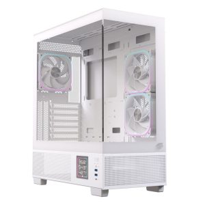Caja ordenador gaming einarex s501d atx rgb cristal templado blanca