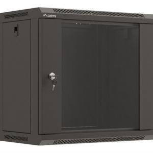Armario lanberg mural rack 19 pulgadas 9u 540x350 flat pack negro puerta cristal