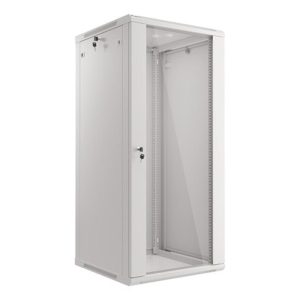 Armario lanberg mural rack 19 pulgadas 27u -  600x600 flat pack puerta cristal gris