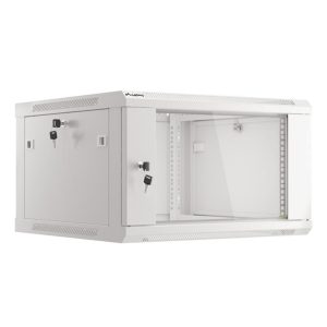 Armario lanberg mural rack 19 pulgadas 6u -  600x600 flat pack puerta cristal gris