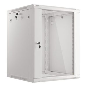 Armario lanberg mural rack 19 pulgadas 15u -  600x600 flat pack gris puerta cristal