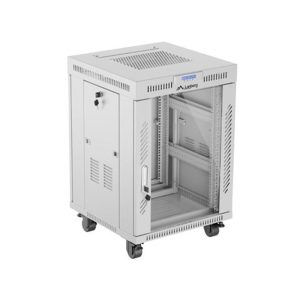 Armario lanberg rack 19 pulgadas 15u -  600x600 flat pack gris puerta de cristal con lcd
