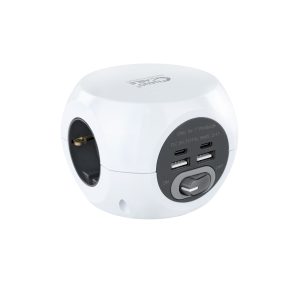 Regleta base de enchufes nanocable 3tomas shucko 2 puertos usb 3 puertos usb c cable 1.4m