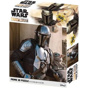 Puzle lenticular prime 3d 500 piezas the mandalorian el mandaloriano mando & grogu