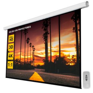 Pantalla electrica videoproyector pared y techo phoenix 112´´ ratio 1:1 - 4:3 - 16:9 2m x 2 m  posicion ajustable - carcasa blanca - tela super resistente