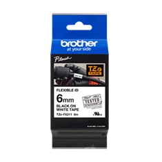 Cinta laminada brother tzefx211 texto negro sobre fondo blanco -  6mm ancho -  8m longitud